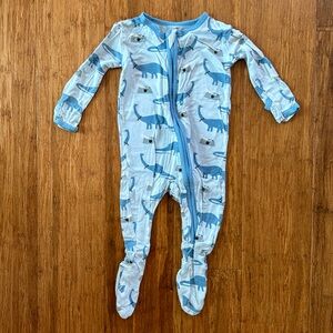 Kickee Pants Dinosaur and Dog Bone Theme Zip Up Footie Pajama • 3-6 months